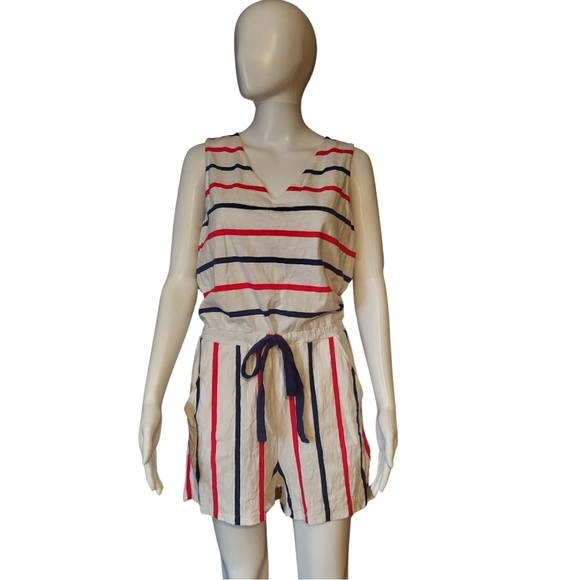 Vineyard Vines For Target Striped Sleeveless Cotton V Neck Romper - Picture 3 of 16